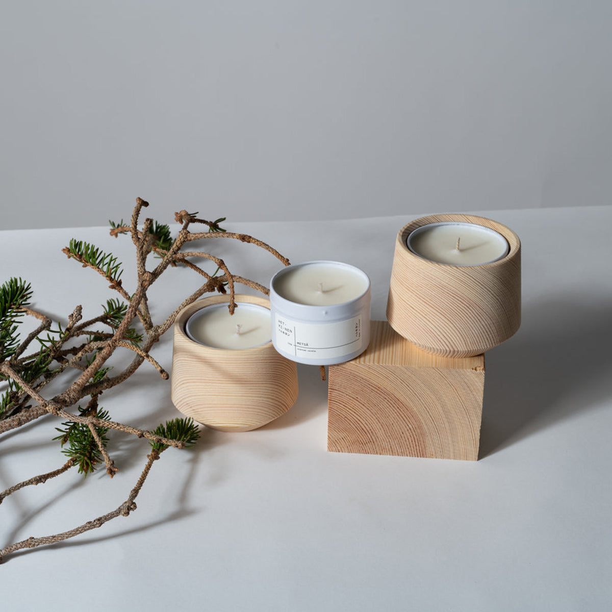 ヘトキネン pine candle vessel & candle set 森 Hetkinen Pine candle